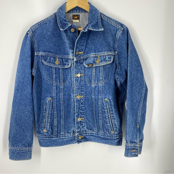 Vintage Lee Trucker Jean Jacket Zig Zag Stitch #153438 SZ S - Picture 1 of 15
